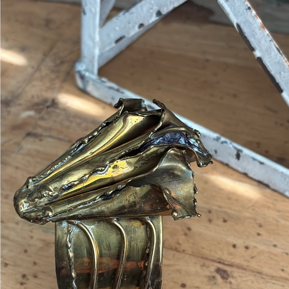 METAL ARTISAN MADE Sculptural Cuff Bracelet VINTAGE BRUTALIST STYLE FROM BRAZIL - Picture 4 of 5